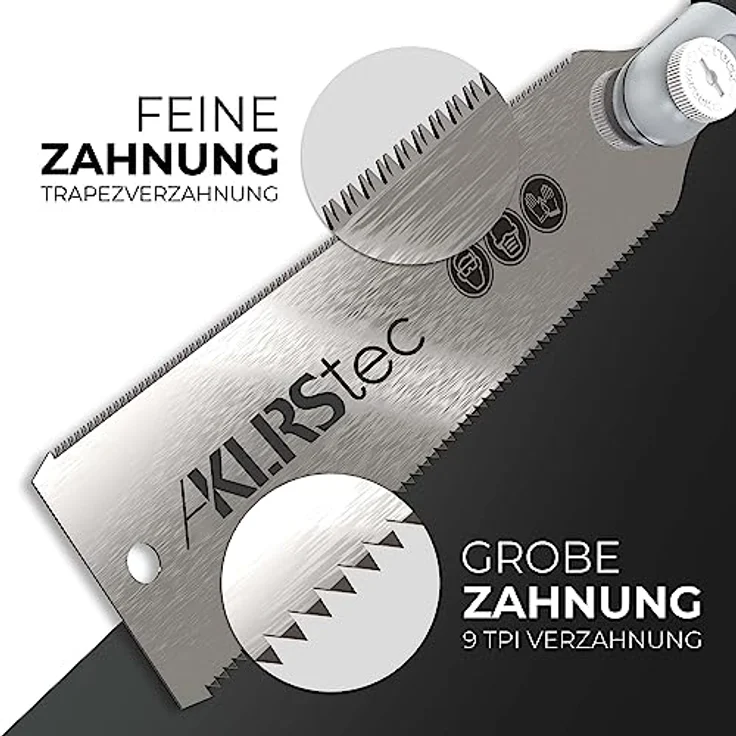 KLRStec® Professional Japansäge 240mm Ryoba, doppelseitig gezahnt, ergonomischer 2K-Griff, optimal für Holz- und Kunststoffarbeiten – Bild 2