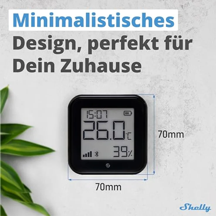 Shelly H&T Gen 3 Matte Black, Wlan-Thermometer + Hygrometer mit E-Paper-Display, schwarz – Bild 2