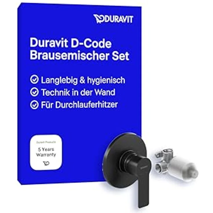 Duravit D-Code Duscharmatur Set für 1 Verbraucher, Einhebel-Brausemischer mit Keramikmischsystem, Schwarz Matt – Bild 1