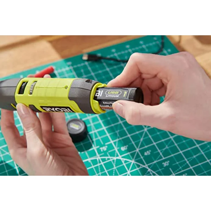 RYOBI - 4 V Mini-Multifunktionswerkzeug RRT4-120GA15-5000-25.000 U/min - werkzeugloser Zubehörwechsel - USB C Kabel - Lieferung mit 15 Zubehörteilen – Bild 3