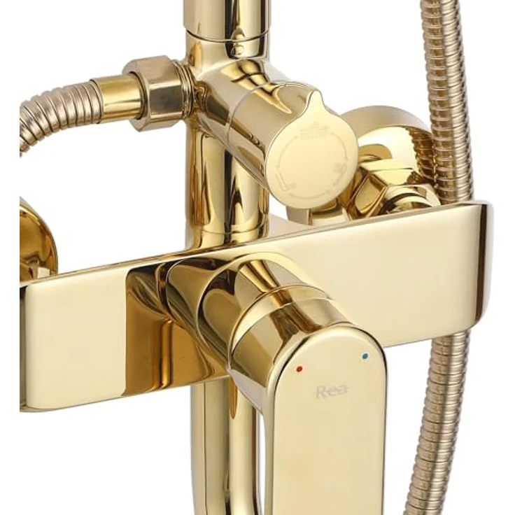 Rea Duschsystem BLOOM GOLD, Duschset mit Messingarmatur und drei Funktionen, gold – Bild 5