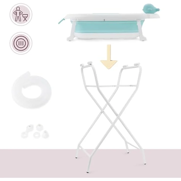Moby-System Faltbare Babybadewanne mit Thermometer und Ständer, ergonomisch, mint – Bild 11