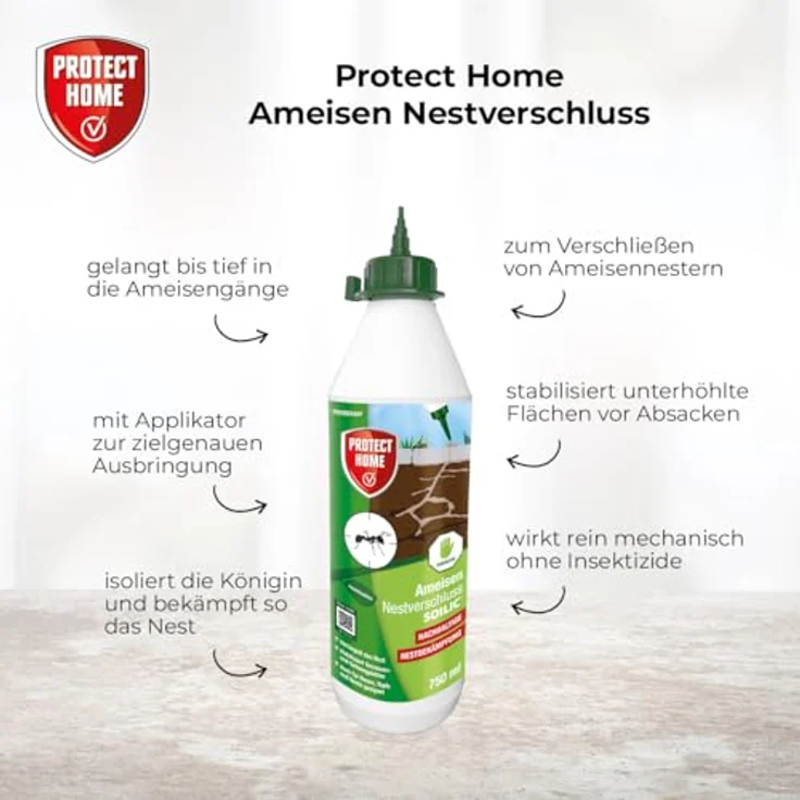 PROTECT HOME Ameisen Nestverschluss, natürliche Bekämpfung von Ameisennestern, 750 ml Flasche, insektizidfreies Lehm-Wasser-Gemisch – Bild 2