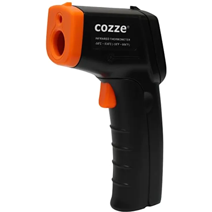 COZZE Infrarot Grillthermometer bis 530 °C, digital mit Tragetasche, schwarz