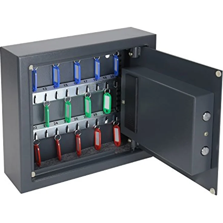 HMF 2030-11 Schlüsseltresor mit Elektronikschloss | 30 Haken | 30 x 28 x 10 cm | Anthrazit – Bild 2