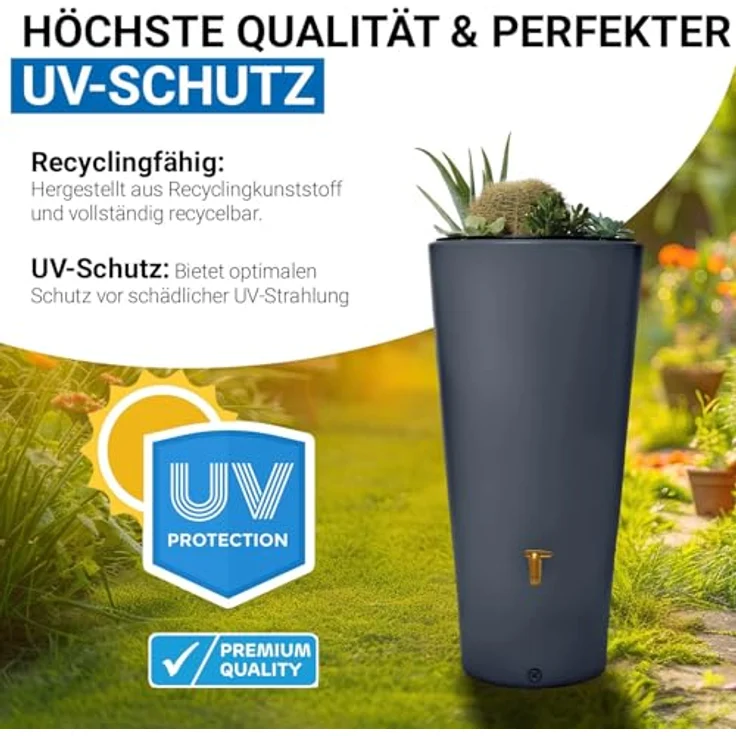 4rain VASO 2in1 Regenspeicher 220 L graphite grey inkl. Fallrohrfilter und Auslaufhahn - 295647 – Bild 6