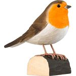 WILDLIFEGARDEN DecoBird Rotkehlchen WG4404, Handgeschnitzte Holz-Dekorationsfigur, Kleine Europäische Vögel, Umweltfreundlich bemalt
