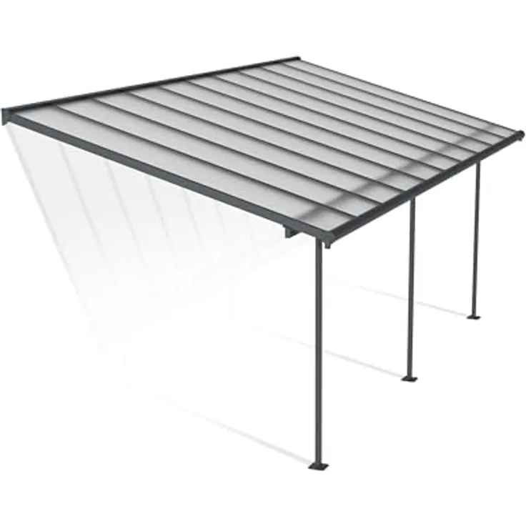 Canopia by Palram Terrassenüberdachung Alu Sierra 3X6.10 Polycarbonat Hohlkammerplatten Pergola 619 x 295 cm Grau - Nahezu unzerbrechliche, klare 6 mm Polycarbonat-Dachplatten, rostbeständiger Aluminiumrahmen