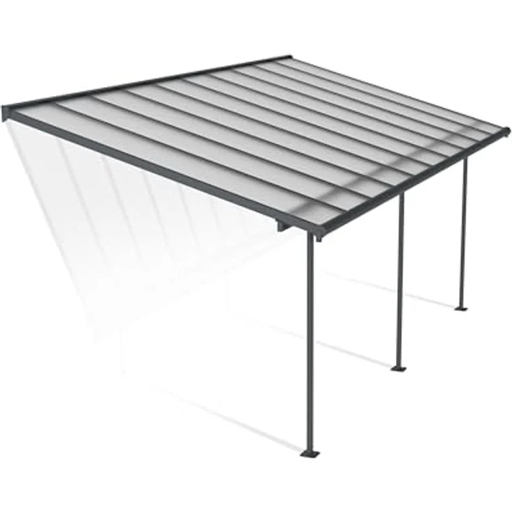 Canopia by Palram Terrassenüberdachung Alu Sierra 3X6.10 Polycarbonat Hohlkammerplatten Pergola 619 x 295 cm Grau - Nahezu unzerbrechliche, klare 6 mm Polycarbonat-Dachplatten, rostbeständiger Aluminiumrahmen – Bild 1