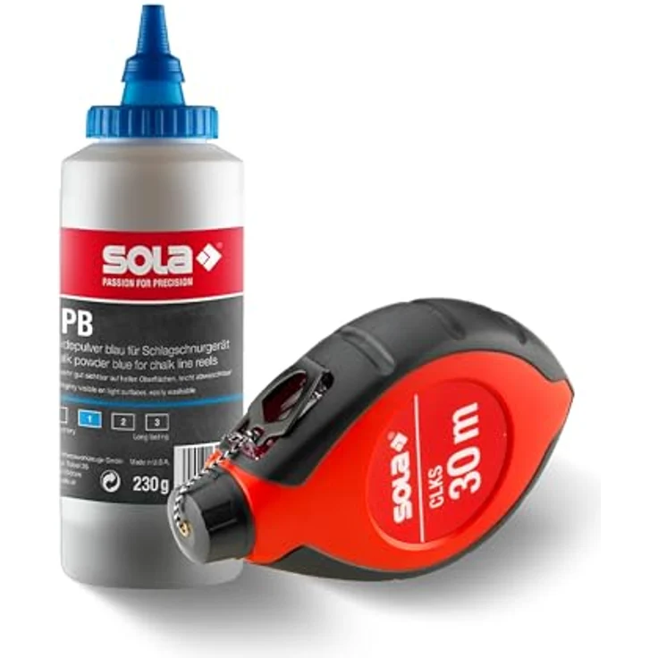 Sola CLKS Schlagschnur Set Blau, 30 m Markierschnur mit Kreide, 6:1 Getriebe für schnellen Schnureinzug, robustes Kunststoffgehäuse – Bild 1