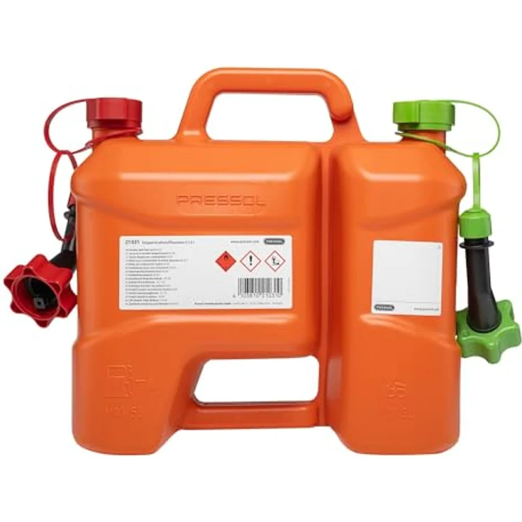 Pressol 21031 Kombi-Kraftstoffkanister 8 l, Kraftstoff 5 l + Kettenöl 3 l, HDPE, UN-Zulassung 3H1/Y/130, Auslaufrohr 125 mm – Bild 1