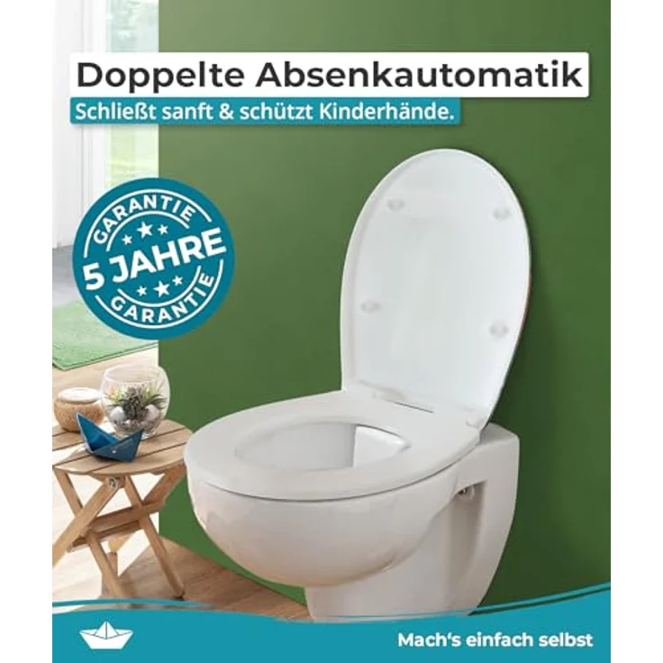 Calmwaters WC Sitz Halbzeitpause, Antibakteriell mit Absenkautomatik, 250 kg Tragkraft – Bild 4