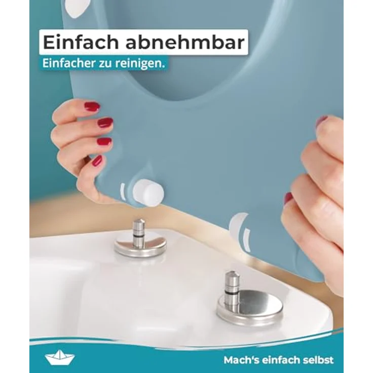 Calmwaters WC Sitz Premium Bermuda-Blau, Duroplast mit Absenkautomatik, antibakteriell, 250 kg Tragkraft, abnehmbar, Made in EU – Bild 5