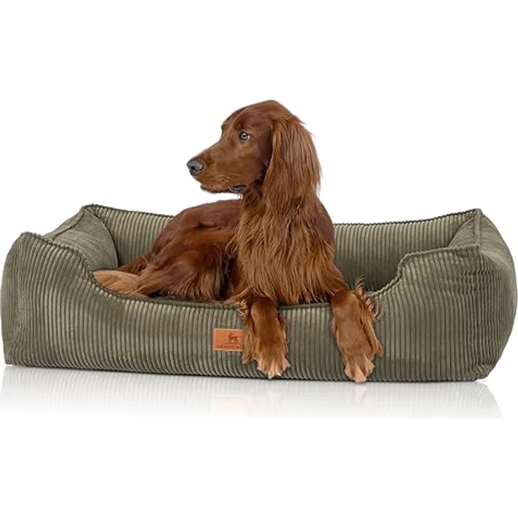 Knuffelwuff orthopädisches Hundebett aus Cord mit Handwebcharakter Nunavut M-L 85 x 63cm Khaki - Abnehmbarer Bezug - waschbar - für große, mittelgroße und kleine Hunde - Preisvergleich