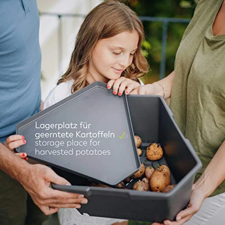 Gusta Garden Hochbeet, Paul Potato Kartoffelturm 4 Etagen Anthrazit - Profi Kartoffelturm für Balkon, Terrasse & Garten – Bild 2