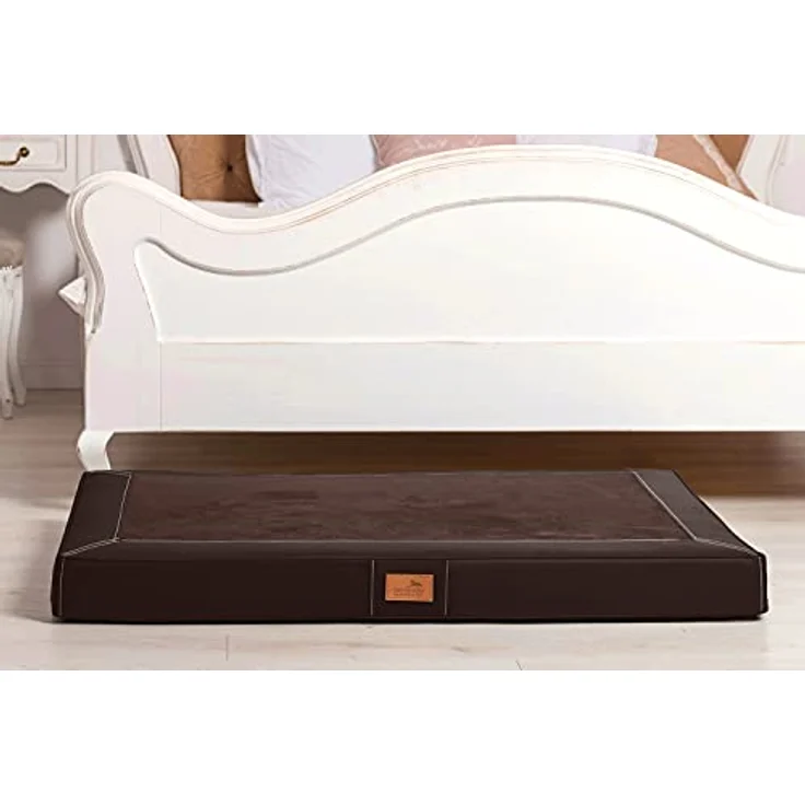 tierlando® Oscar VIP Ortho Hundematratze Kunstleder Velours Orthopädisches Hundebett VISCO Größe: OS4 100cm | Farbe: AL-01 braun – Bild 3