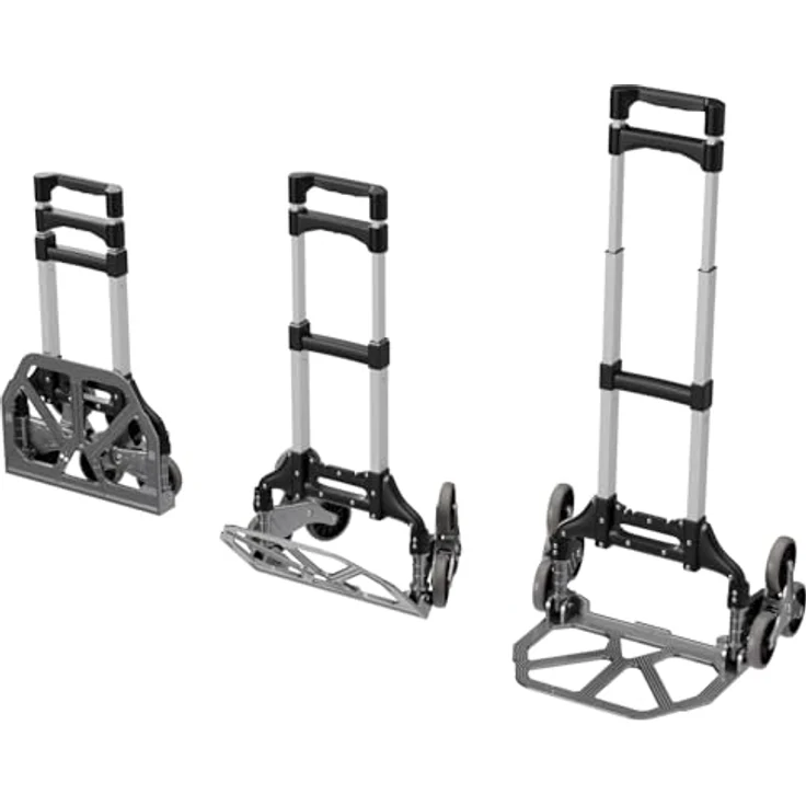 TroniTechnik Sackkarre Transportkarre klappbar, Tragfähigkeit bis 75kg, Treppensackkarre mit rutschfester Fläche, verstellbarem Griff und Spanngummiseil, 45x45x100cm – Bild 6