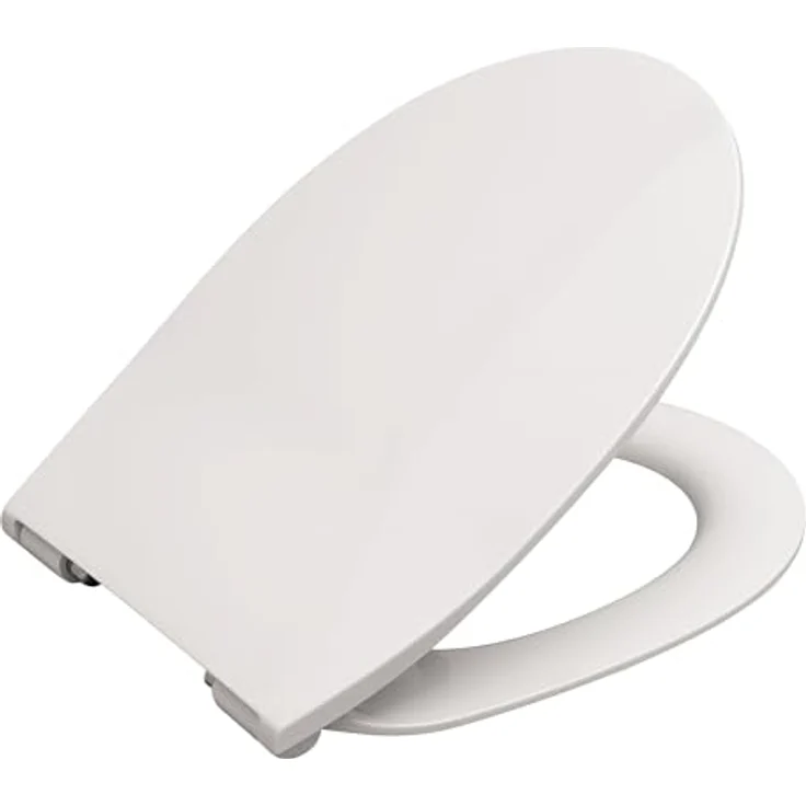 Calmwaters WC-Sitz Flach Absenkautomatik Weiß Duroplast O-Form Slim, antibakteriell, robust, abnehmbar, mit Edelstahl-Scharniere – Bild 7