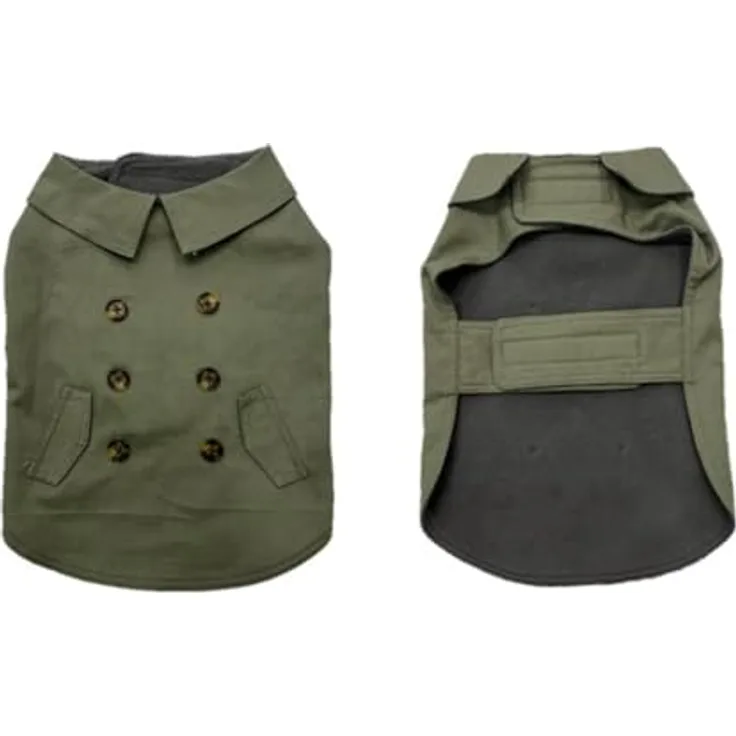 Duvo+ Hundemantel Trench Coat, Farbvariation Grün, Größe XS - 30CM