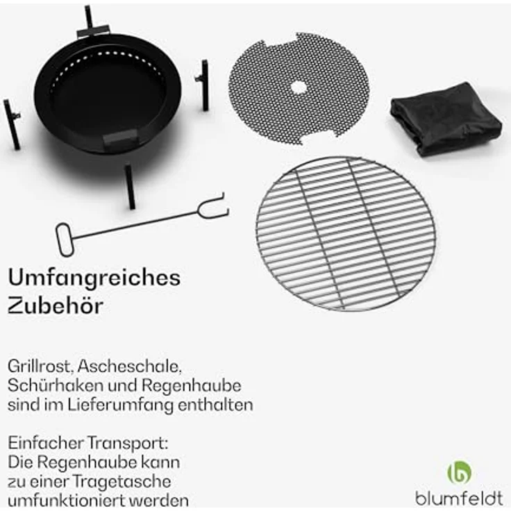 blumfeldt Ignite Pure Feuerschale, fast rauchfrei, Edelstahlrahmen, tragbar & kompakt, inklusive Grillrost & Regenschutz, leicht zu reinigen, perfekt für Garten & Camping – Bild 5