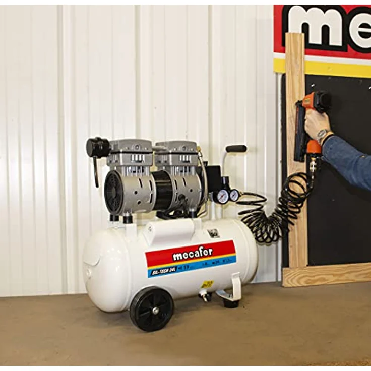 MECAFER 425523, Horizontaler geräuschloser Luftkompressor mit 8 bar und 24 L Tankvolumen, leiser Betrieb bei 59 dB – Bild 4