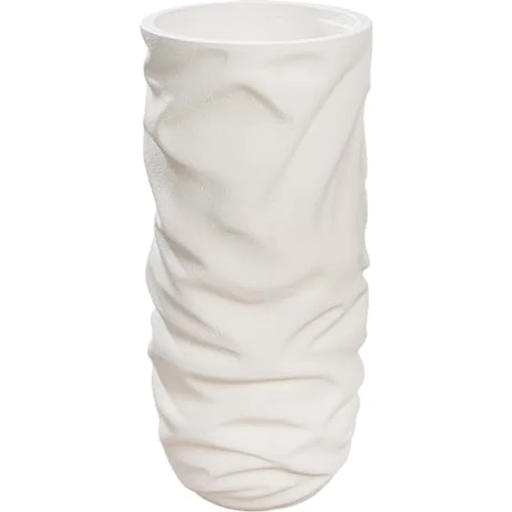 GILDE Übertopf XXL Crush, runder Magnesia-Pflanzgefäß in creme mit strukturierter, matter Oberfläche, Höhe 70cm, Durchmesser 33cm, ideal für den Innenbereich
