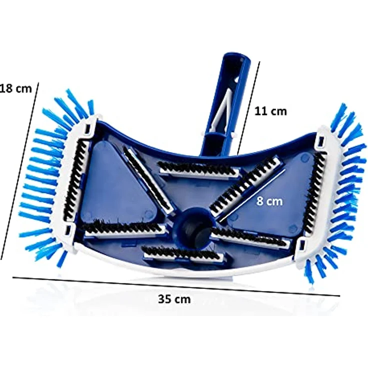 Zelsius Poolbürste mit 8 unteren und 4 seitlichen Bürsten | rechteckig | Pool Bodenreiniger für Ø 32/38 mm Schlauch | Bodensauger, Poolsauger, Reinigungsbürste für Teleskopstange zur Poolreinigung – Bild 2