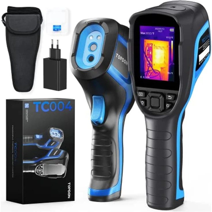 TOPDON TC004 Wärmebildkamera, 320x240 TISR Auflösung, Videoaufzeichnung, 12 Stunden Akkulaufzeit, Temperaturbereich –20°C bis +350°C, inklusive 16GB SD-Karte – Bild 1