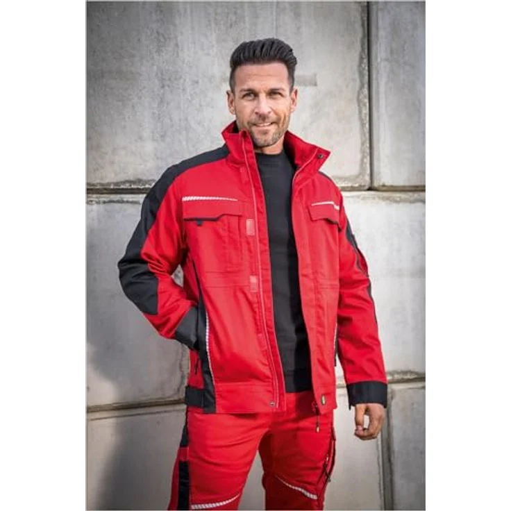 Leibwächter Flex-Line Arbeitsjacke Herren, robuste Bundjacke, atmungsaktive Allwetterjacke, rot/schwarz, Größe 5XL – Bild 9