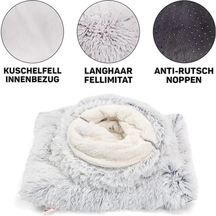 CanadianCat Company | Katzentunnel CUBI - XXL eckiger Tunnel inkl. Liegekissen | grau | für große Katzen geeignet – Bild 3