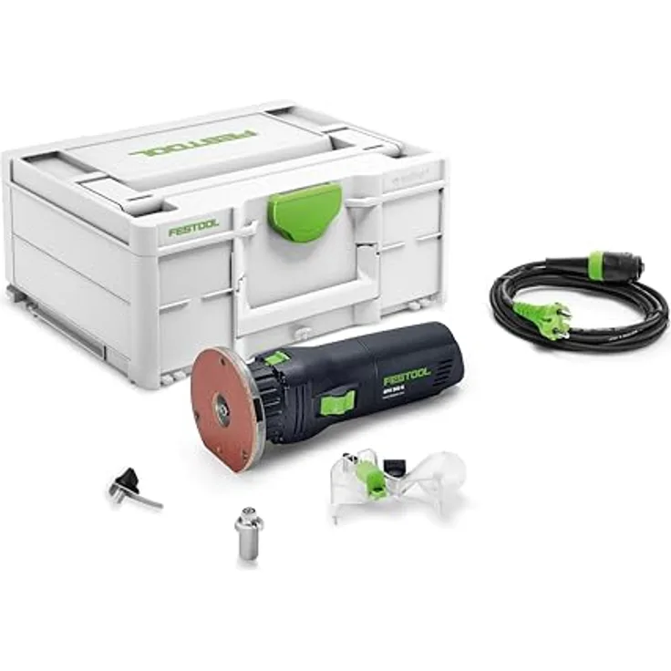 Festool Kantenfräse OFK 500 Q-Plus R3, präzise 1/10 mm Frästiefe, leicht, handlich, inkl. Fräser-System und Absaughaube mit Kugellagerbremse