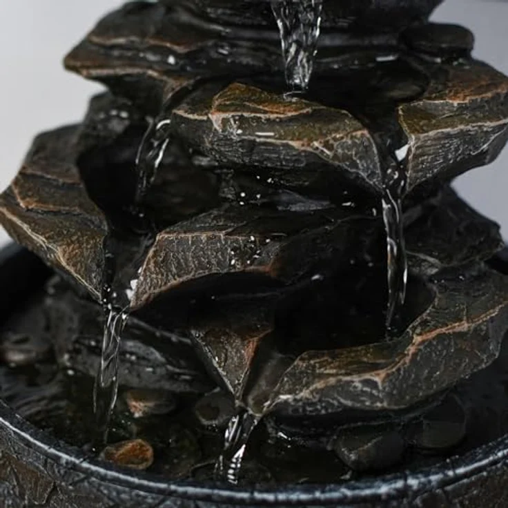 Zen'Light Little Rock Brunnen aus Polyresin, Dunkelbraun, 20 x 20 x 23 cm – Bild 10