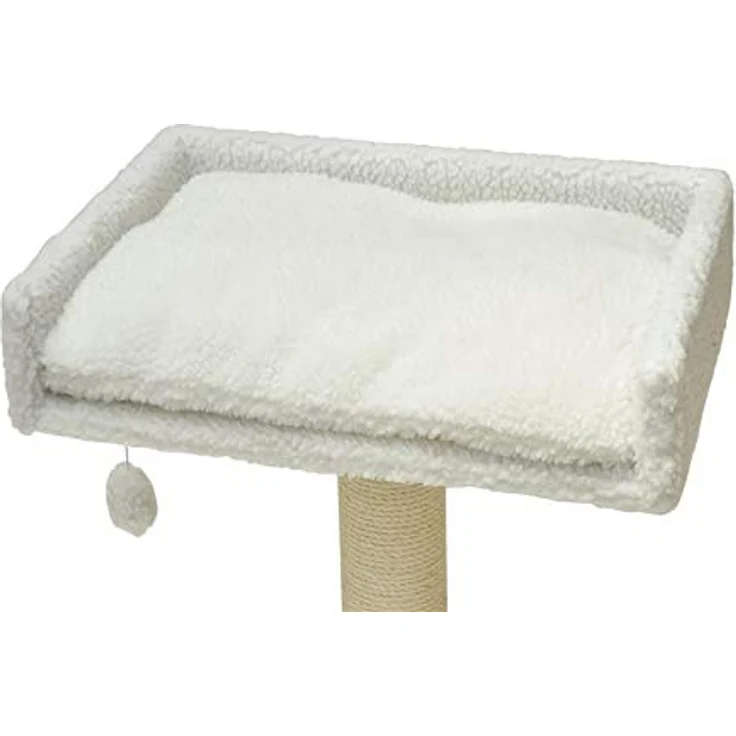 nanook Liegeplatz Top für Katzen-Kratzbaum, XXL 60x40 cm, weiß Teddyfell, stabil und robust mit Spielball – Bild 1