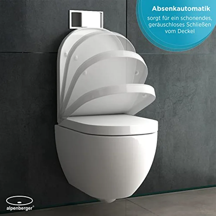 Alpenberger Spülrandloses Hänge WC mit Bidet Funktion | Taharet WC mit Nano Beschichtung & Toilettendeckel mit Absenkautomatik | Keramik Toilette Kloschüssel Passend zu Geberit (Cera 6201 U) – Bild 3