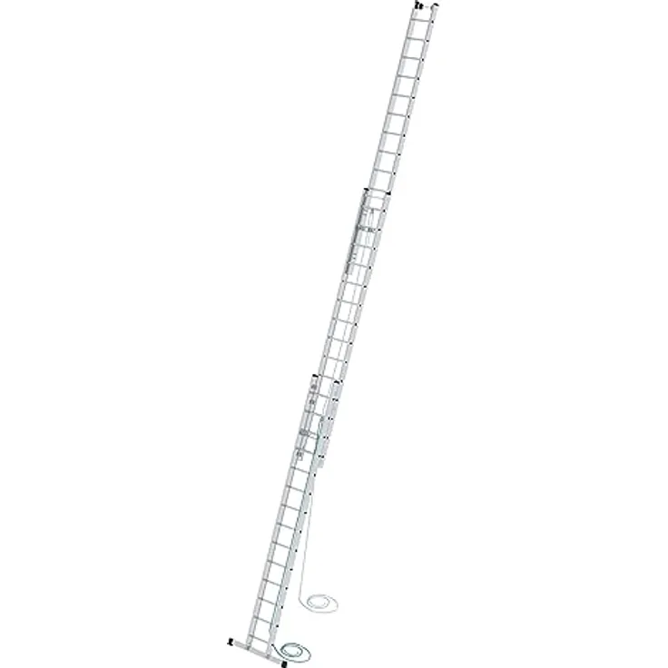 PROREGAL Sprossen-Seilzugleiter 3-teilig mit Standard-Traverse 3x14 Sprossen | Trittleiter rutschsicher in hoher Qualität, blau