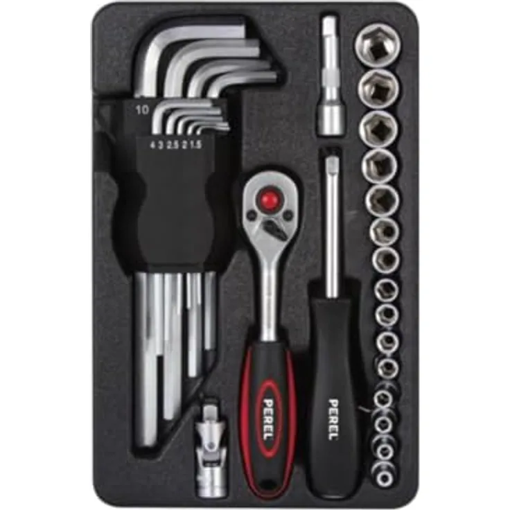 Toolland 28-teiliges Schraubendreher Set, inkl. 1/4" Ratschenschraubendreher und 15 CrV-Steckschlüssel