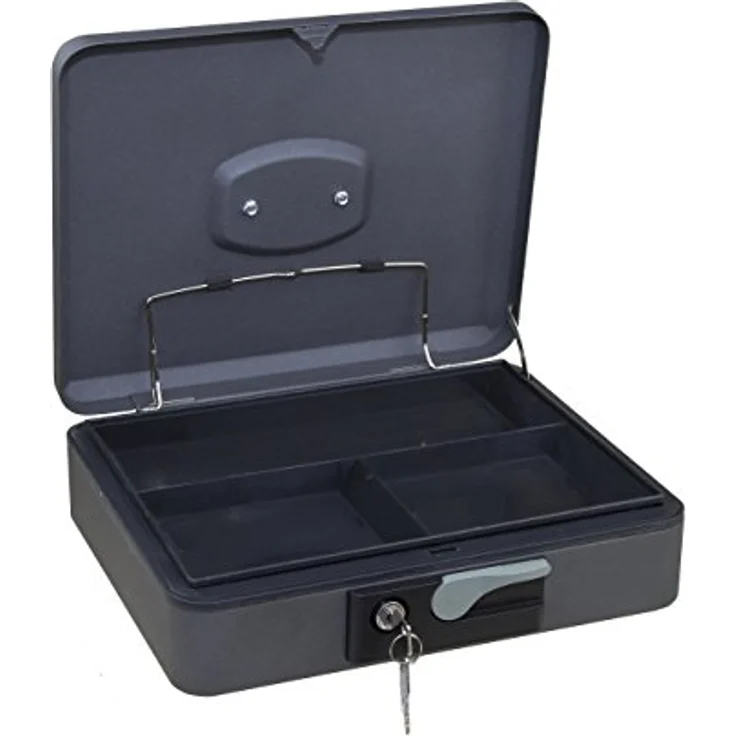 ARREGUI Popup C9746 Geldkassette aus Stahl | Geldbox | 30 cm breit | Abschließbare Kasse mit Geldeinsatz | Große Geldkassette mit Schlüssel und Münzeinsatz / Geldeinsatz | Geldkasse | grau – Bild 2