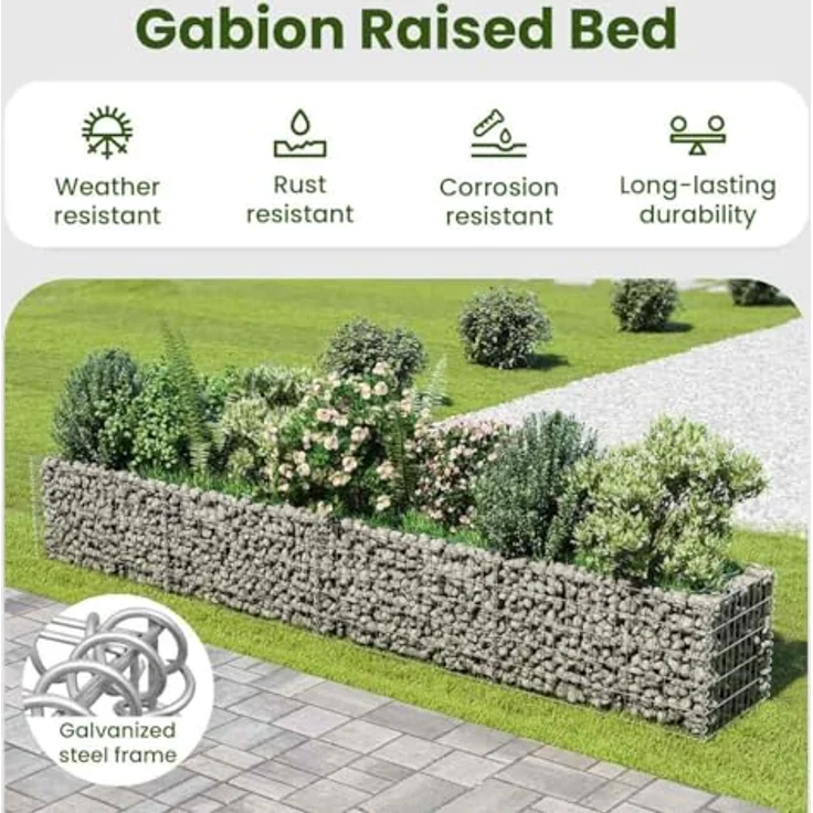 vidaXL Gabionen-Hochbeet Verzinkter Stahl 360×50×50 cm – Bild 5