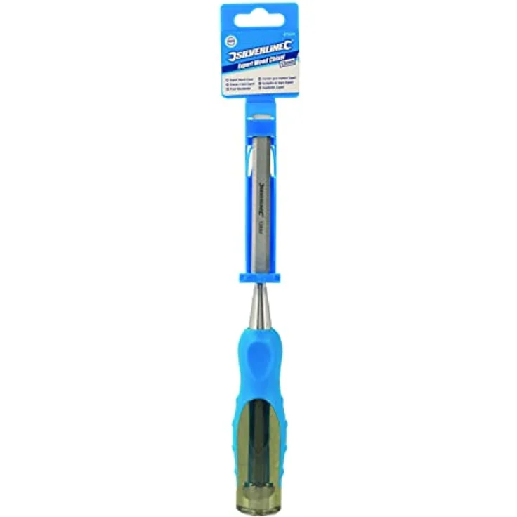 Silverline 675048 Profi-Stechbeitel 13 mm, stabile gehärtete Klinge, komfortabler Griff, Stahlkappe, mit Klingenschutzkappe – Bild 3