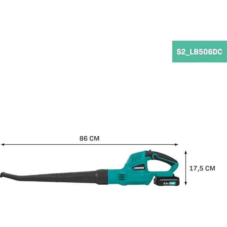 VONROC Laubbläser 20V Set, 2,0Ah mit 2 Akkus, 180 km/h Luftgeschwindigkeit, vielseitig einsetzbar – Bild 3