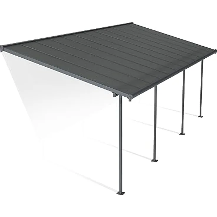 Canopia by Palram Terrassenüberdachung Alu Sierra, robuste Pergola mit Polycarbonat Hohlkammerplatten, 739 x 295 cm, grau