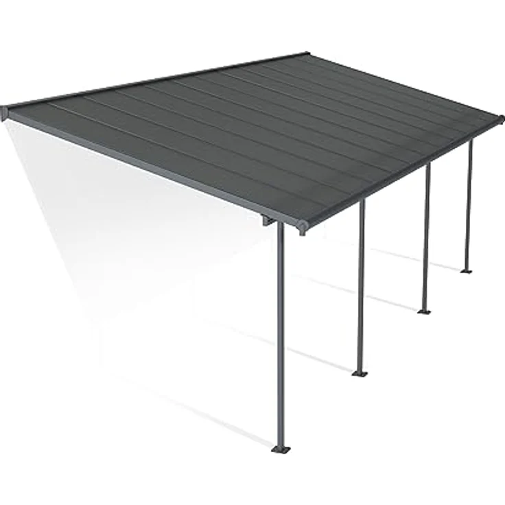 Canopia by Palram Terrassenüberdachung Alu Sierra, robuste Pergola mit Polycarbonat Hohlkammerplatten, 739 x 295 cm, grau – Bild 1