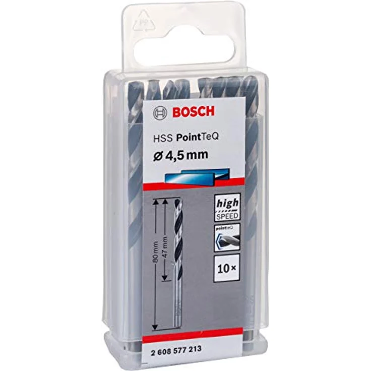 Bosch Metallspiralbohrer 2608577213 DIN 338 4,5 mm HSS PointTeQ (10), 1 W, 230 V, Gr – Bild 3