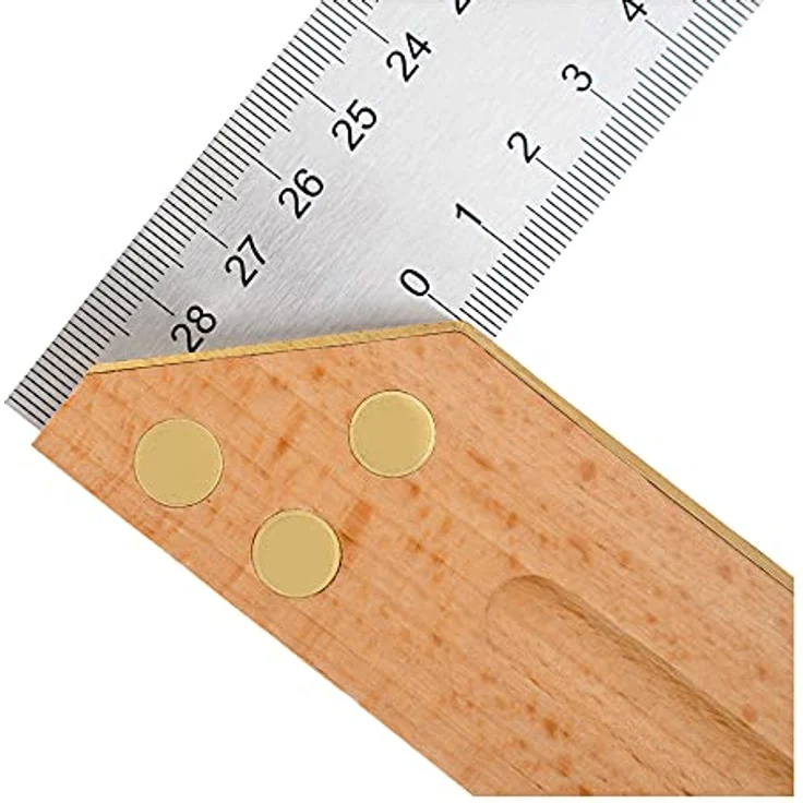STIER Anschlagwinkel, Schreinerwinkel, Buche, 90° / 45°, 300 mm, mit Griffhohlkehle, doppelseitiger Messingbeschlag – Bild 2