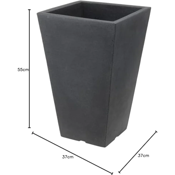Spetebo Kunststoff Pflanzsäule anthrazit 55 cm - Blumenkübel Trapezförmig - Pflanztopf Pflanzkübel – Bild 3