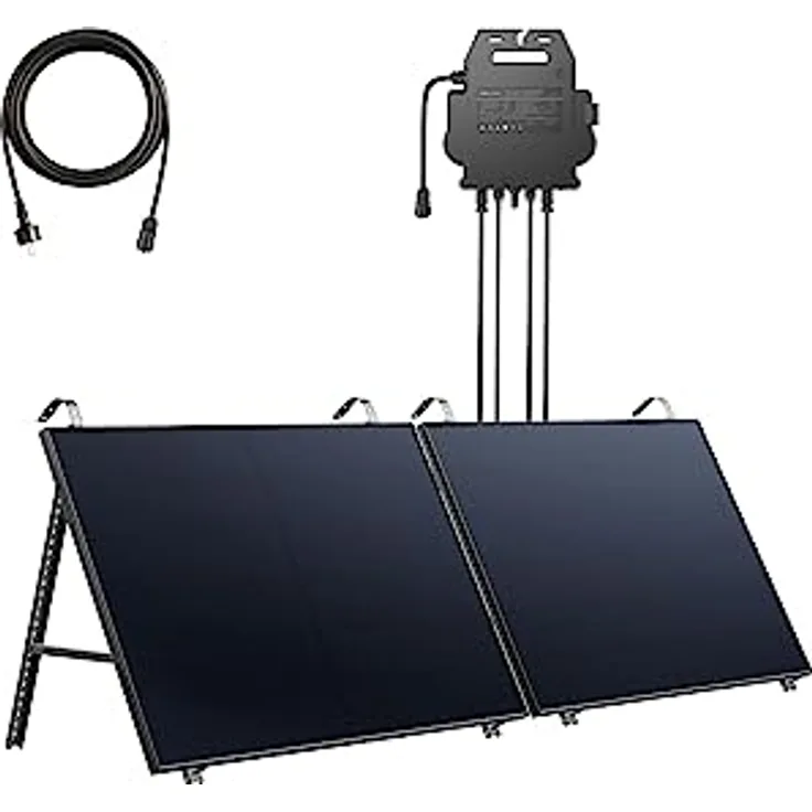 Anker SOLIX RS40P Balkonkraftwerk, Kostenloses OTA-Update auf 800W-Mikro-Wechselrichter, Set für Neigungsmontage, Glattes Schwarz, 890Wp Photovoltaik Solarpanel 2x 445W, Typ-N IBC-Modul, 25% Effizienz