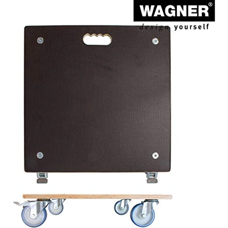 WAGNER Pflanzenroller Maxigrip 58 x 58 x 14,5 cm I Pflanzenroller für Außenbereich + Innenbereich I Transportroller aus Holz FSC I 2 Total-Feststeller I Tragkraft 300 kg I Made in Germany - 20135801 – Bild 5