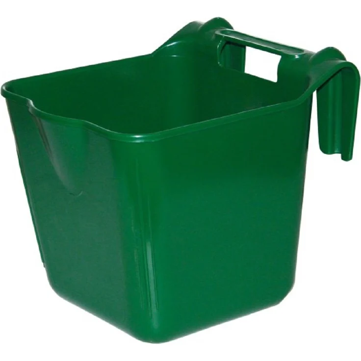 Kerbl Futterbehälter Futtertrog HangOn 13L grün, Kunststoff, transportabler Futtertrog zum Einhängen in Vorrichtungen