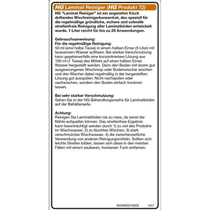 HG Laminat Reiniger 1 Liter – Bild 5