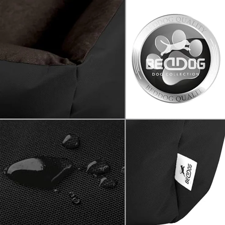 BedDog Hundebett LUPI, Hundekissen mit abziehbarem waschbarem Bezug, Hundekorb, Hundesofa für mittel-große Hunde, XL, schwarz-braun – Bild 4